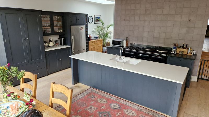 Neptune Solid Wood Inframe Shaker Painted Dark Grey & Light Grey Carcasses Kitchen with Worktops