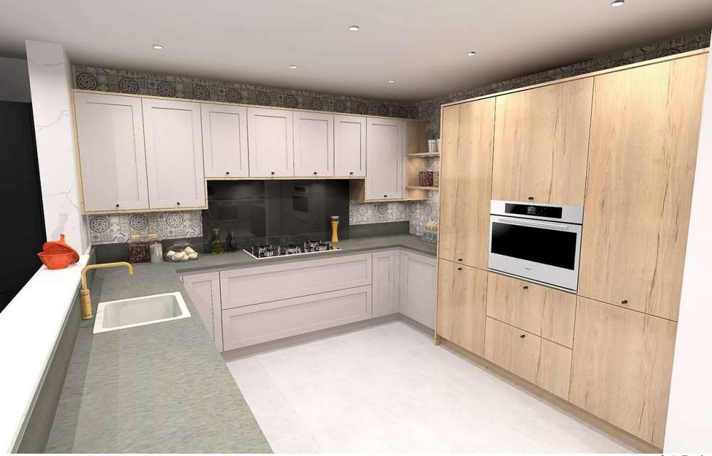 Ex Display Beeck Trend B Shaker Halifax Oak & Kashmir Kitchen – Fulgor Liebherr AEG Falmec Appliances - Worktops