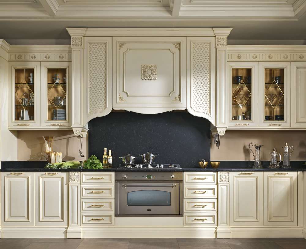 Ex Display Luxury Italian Botega D’Arte Firenze Pearl White Real Gold Leaf Matt Lacquer Handcrafted Kitchen