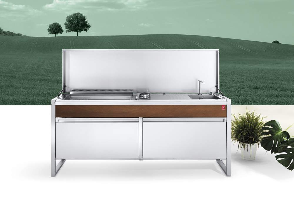 Ex Display Outdoor Oasi Built In BBQ Stainless Steel Wood Trim Kitchen Station – Grill - Gas Burner - Fryer