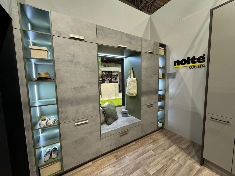 Exhibition Display Nolte Stone Laminate – Olive Green Utility Boot Room – 3832753