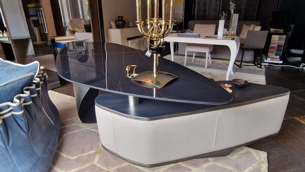 Ex Display Luxury Home Office Desk Black Matt Lacquered Wood - Bronze Glass by Reflex Riccardo Lucatello